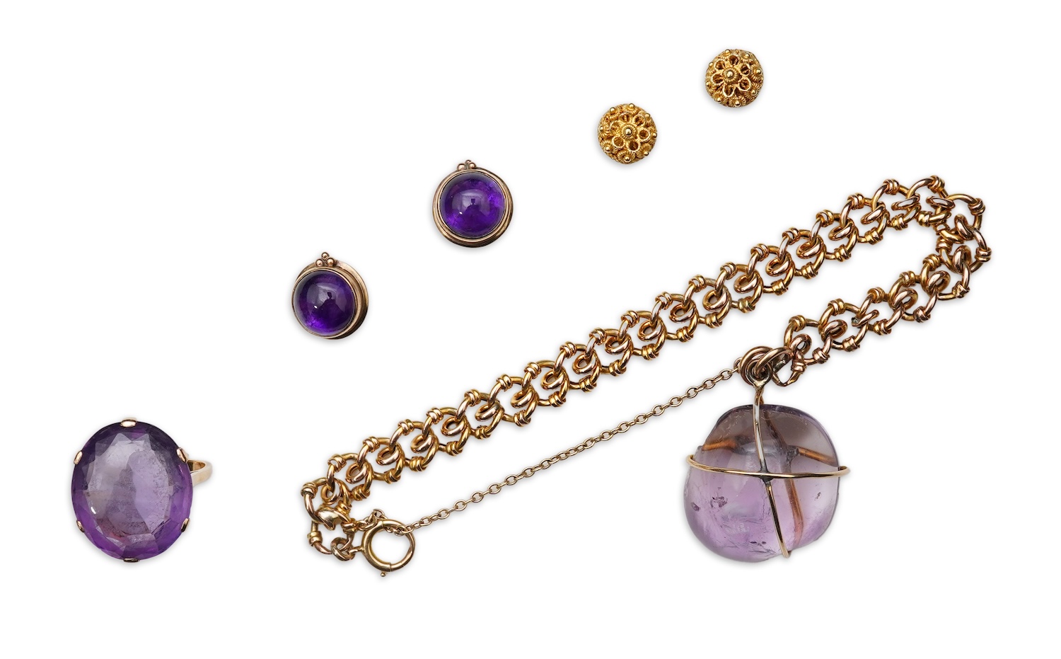 A collection of amethyst jewels